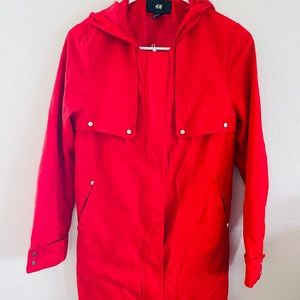 H&M Red Rain/Trench Coat